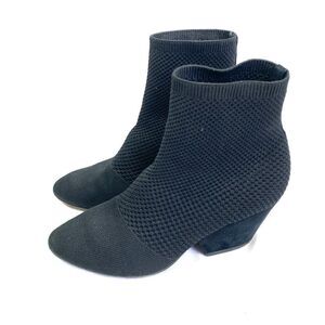 EILEEN FISHER Women's Size 6.5 Dahlia Black Mesh Knit Sock Booties Pull On Heels